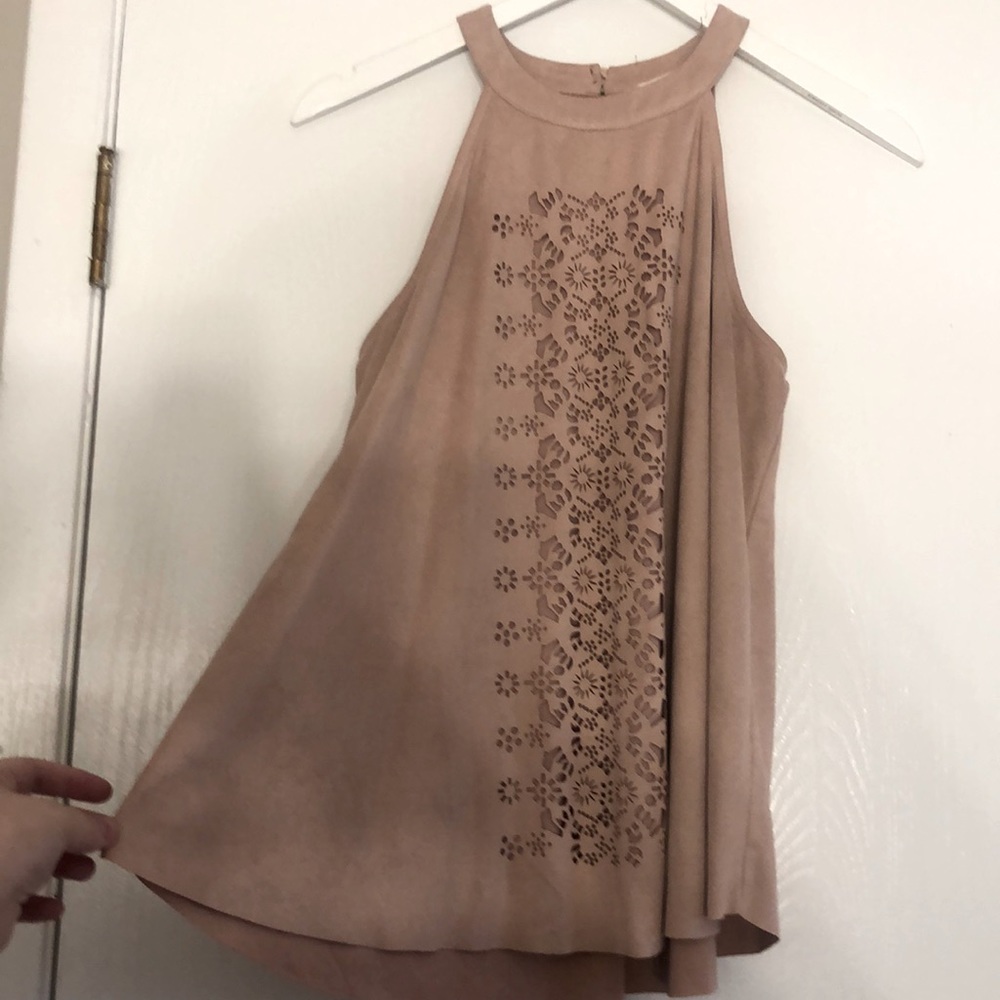 Dusty Pink Tank Top Blouse w/ Cut Out Design